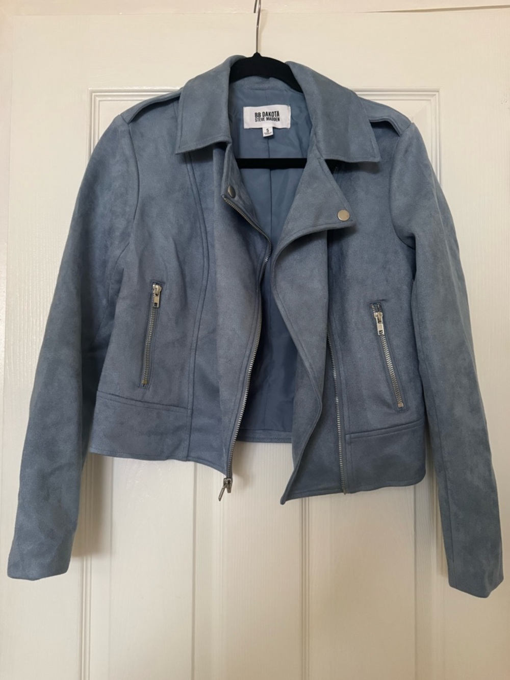 BB Dakota by Steve Madden Light Blue Suede Moto Blazer
